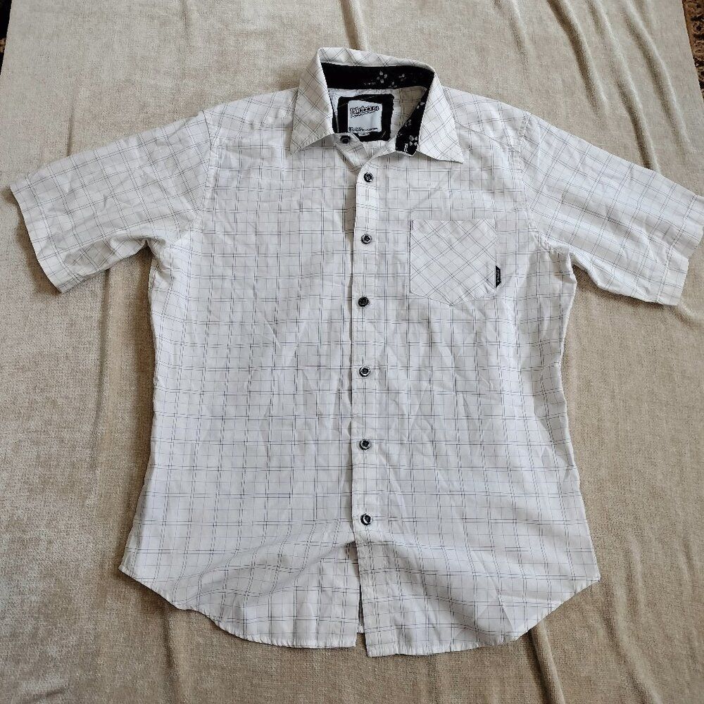 Vintage Billabong Slim Fit Button Down Blue Striped Shirt Size Large